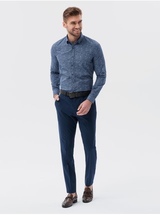 Tmavě modrá pánská vzorovaná košile Ombre Clothing K626 