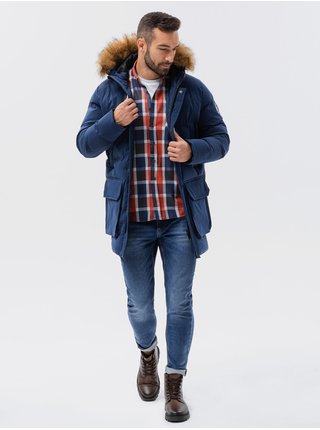 Zimné bundy pre mužov Ombre Clothing - tmavomodrá