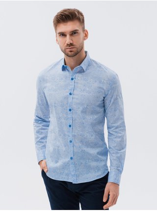 Světle modrá pánská vzorovaná košile Ombre Clothing K631 