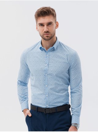 Světle modrá pánská vzorovaná košile Ombre Clothing K634 