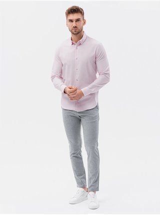 Světle růžová pánská formální košile Ombre Clothing K642 