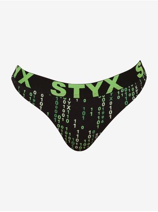 Černo-zelená dámská vzorovaná tanga Styx art Kód