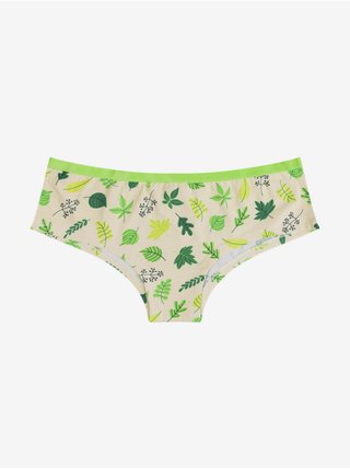 Krémovo-zelené dámské veselé kalhotky Dedoles Lesní chata 