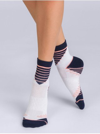 Sada dvou dámských sportovních ponožek v bílé a tmavě modré barvě Dim SPORT ANKLE SOCKS MEDIUM IMPACT 2x 