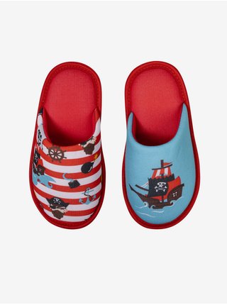 Modro-červené dětské veselé pantofle Dedoles Pirát