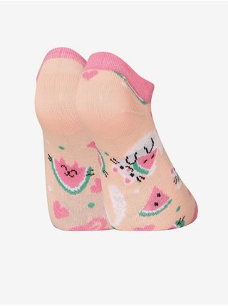 Růžovo-oranžové holčičí veselé ponožky Dedoles Kočka s melounem