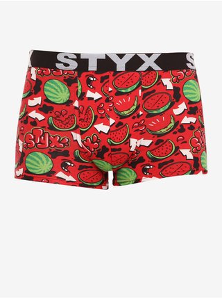Zeleno-červené pánské vzorované boxerky Styx art Melouny