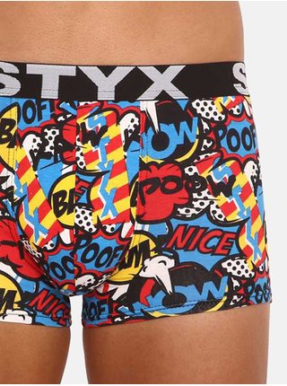 Modro-červené pánské vzorované boxerky Styx art Poof