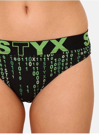 Černo-zelené dámské vzorované kalhotky Styx art Kód