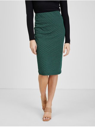 Tmavě zelená dámská vzorovaná sukně ORSAY 