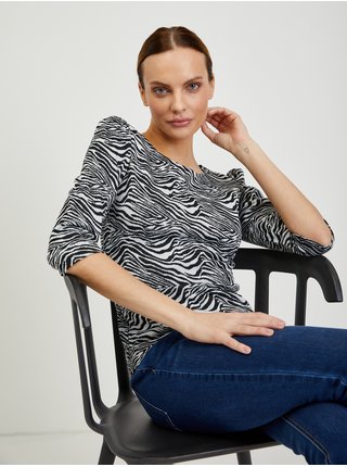 Bílo-černé dámské vzorované tričko ORSAY 