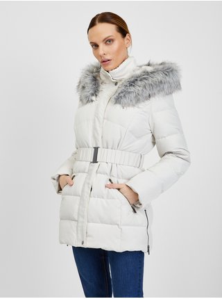 Krémová dámská zimní prošívaná bunda s páskem ORSAY 