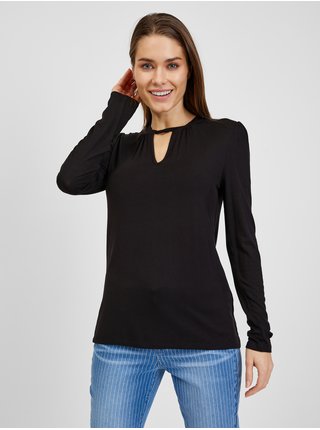 Tričká s dlhým rukávom pre ženy ORSAY - čierna