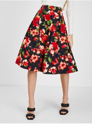 Červeno-černá dámská květovaná sukně ORSAY 