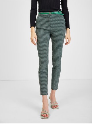 Černo-zelené dámské vzorované kalhoty ORSAY  