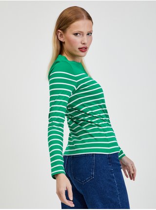 Bílo-zelené dámské pruhované tričko ORSAY 