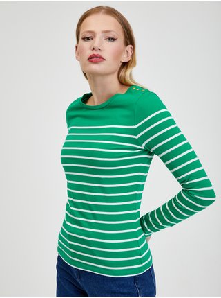 Bílo-zelené dámské pruhované tričko ORSAY 