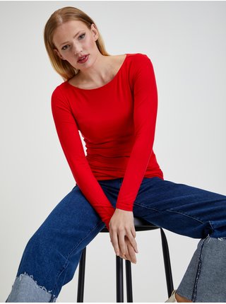 Tričká s dlhým rukávom pre ženy ORSAY - červená