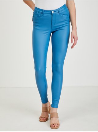 Modré dámské koženkové kalhoty ORSAY