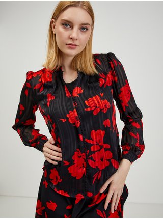 Červeno-černá dámská květovaná halenka ORSAY