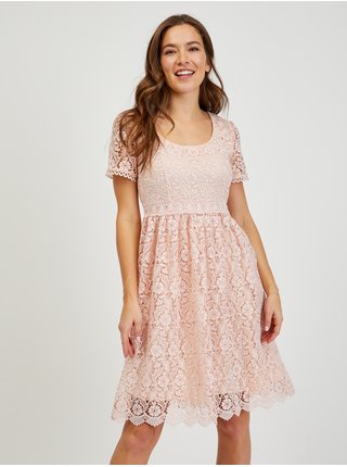 Světle růžové dámské krajkové šaty ORSAY