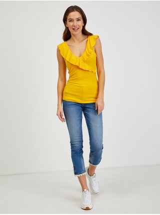 Žluté dámské tričko s volány ORSAY
