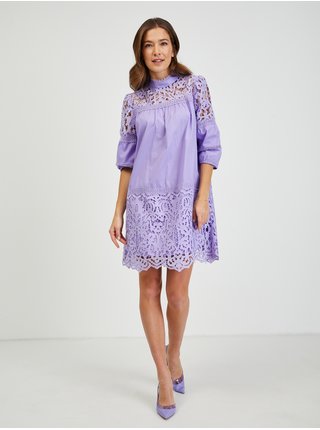 Světle fialové dámské šaty s krajkou ORSAY
