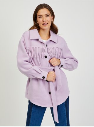Světle fialová košilová bunda s třásněmi ORSAY