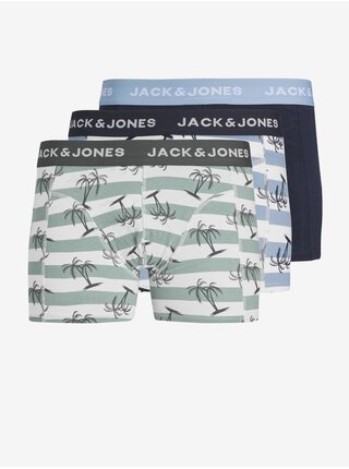 Sada tří klučičích boxerek v modré a bílé barvě Jack & Jones Palm