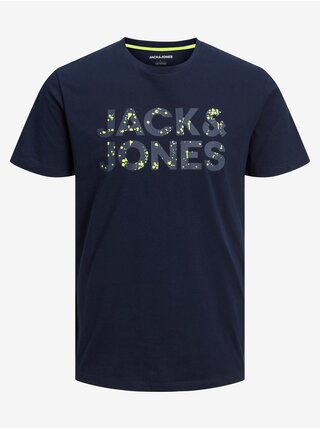 Tmavě modré pánské tričko Jack & Jones Neon Pop