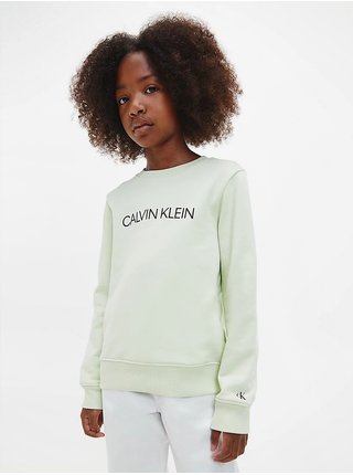 Světle zelená holčičí mikina Calvin Klein Jeans