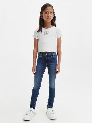 Tmavě modré holčičí skinny fit džíny Calvin Klein Jeans