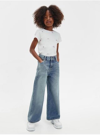 Sada dvou holčičích triček v bílé a černé barvě Calvin Klein Jeans