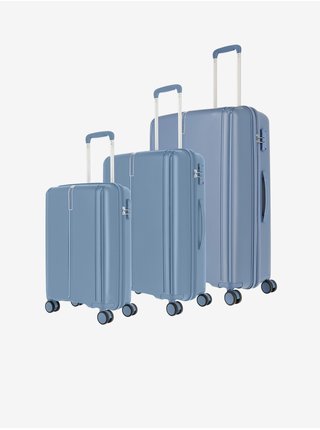 Sada tří cestovních kufrů v světle modré barvě Travelite Vaka 4w S,M,L  