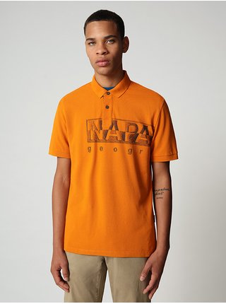 Oranžové pánské tričko s potiskem Napapijri Eallar  