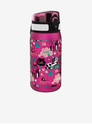 Tmavě růžová dětská lahev Ion8 One Touch Kids Cats (350 ml)