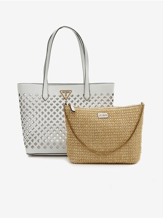 Bílý dámský vzorovaný shopper 2v1 Guess Aqua Tote