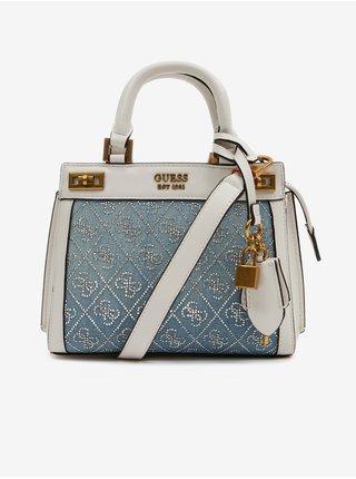 Bílo-modrá dámská vzorovaná kabelka Guess Katey Mini Satchel
