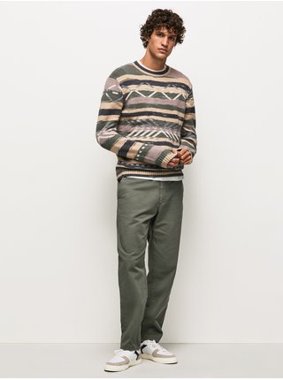 Béžovo-zelený pánský vzorovaný svetr Pepe Jeans Niam