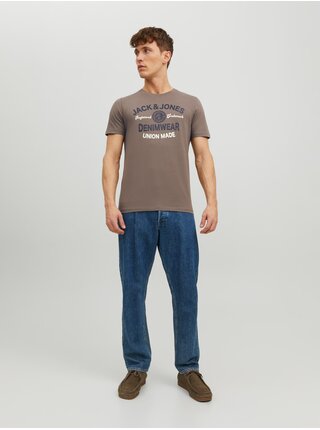 Hnědé pánské tričko Jack & Jones 