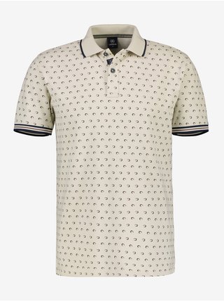 Béžové pánské polo tričko s drobným vzorem LERROS