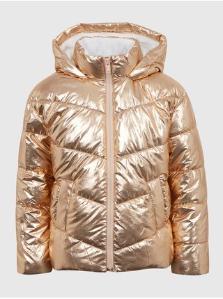 Holčičí metalická zimní prošívaná bunda v zlaté barvě GAP 