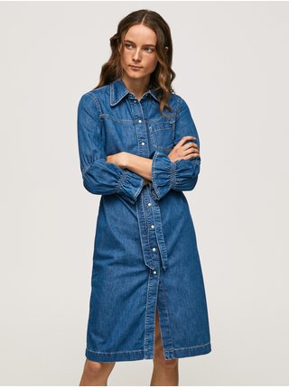Modré dámské džínové košilové šaty Pepe Jeans Elodie