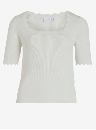 Bílé dámské žebrované tričko VILA Lana