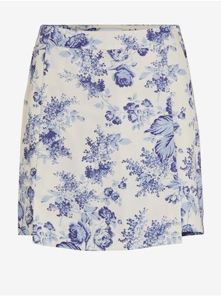 Modro-krémová dámská květovaná sukně/kraťasy VILA Porcelina
