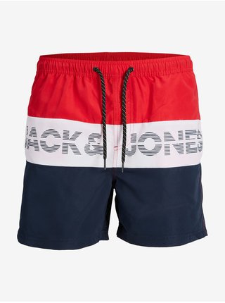 Plavky pre mužov Jack & Jones - červená, tmavomodrá, biela