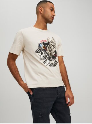 Béžové pánské tričko Jack & Jones Roxbury