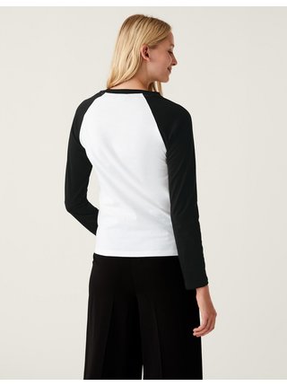 Černo-bílé dámské bavlněné tričko Marks & Spencer 
