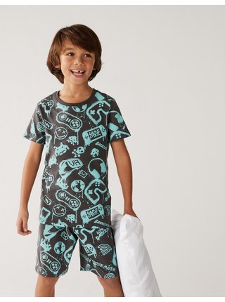 Tyrkysovo-černé klučičí pyžamo s motivem her Marks & Spencer 