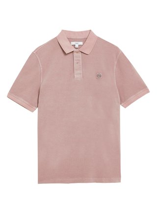 Růžové pánské bavlněné polo tričko Marks & Spencer 